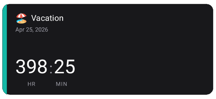 Hours countdown card